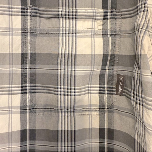 Columbia 100% Cotton‎ Gray Plaid Short Sleeve Button Collared Shirt Men’s L EUC - Picture 6 of 12